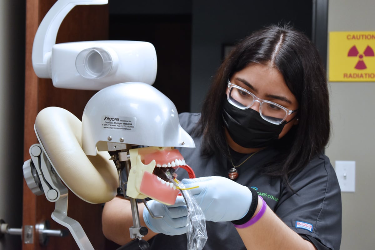 Dental Assisting student practicing skills